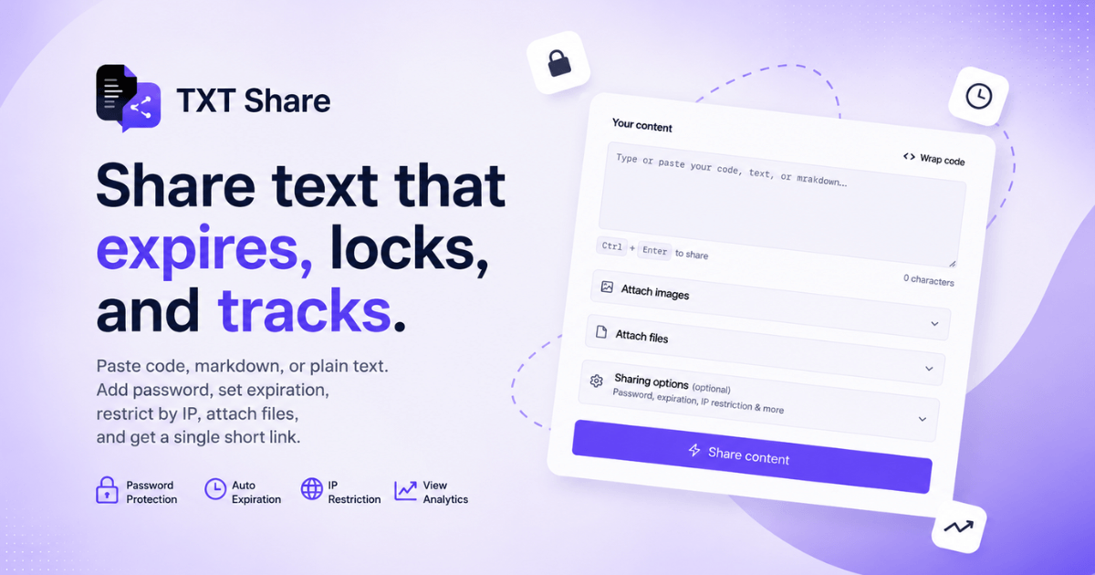 TXT Share - Share text, code & markdown instantly